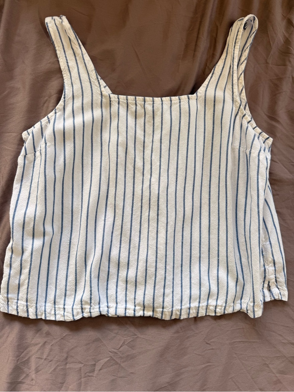 blue and white striped tank top